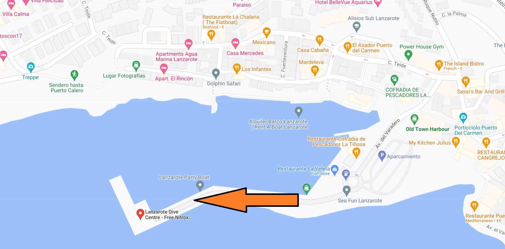 location map lanzarote dive centre